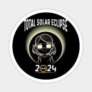 Solar Eclipse 2024 Shirt Total Eclipse April 8th 2024 Little Girl Magnet